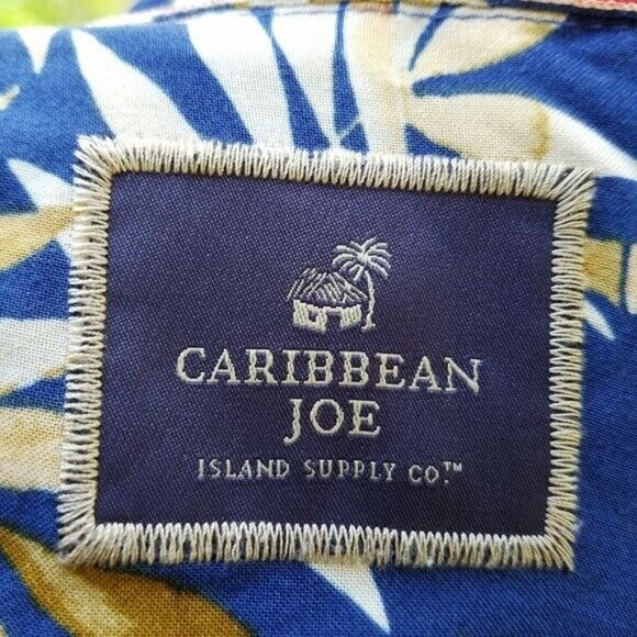 -Caribbean Joe Blue Aloha Print Hawaiian Shirt XL - Picture 6 of 8